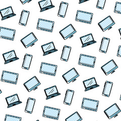 desktop with laptop and smartphone pattern