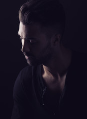 Portrait of man in moody light