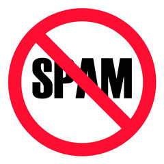 no SPAM sign on white background. flat style. anti spam sign for your web site design, logo, app, UI. red round anti spam symbol.