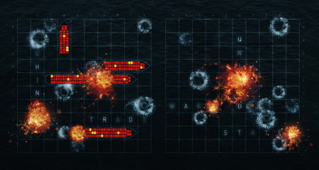 3D Illustration idea for China vs United States in Trade War.