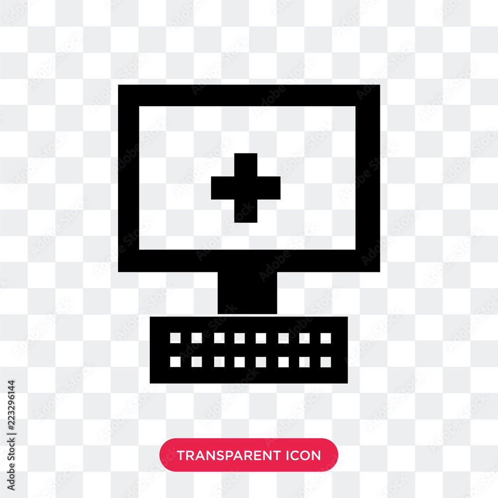 Poster computer vector icon isolated on transparent background, computer logo design