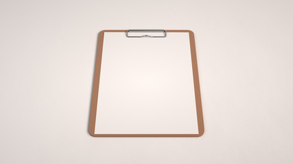 Wooden clipboard with white paper