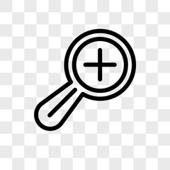 Fototapeta premium Zoom in vector icon isolated on transparent background, Zoom in logo design