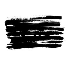Grunge ink brush stroke Freehand black brush. Handdrawn dry brush black smears. Modern vector illustration.