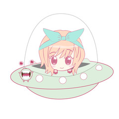 Astronaut cute girl character dream in sapce