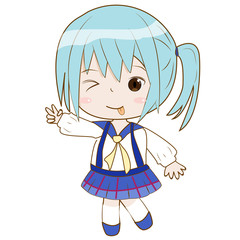 Happy cute girl character with smilehappy face