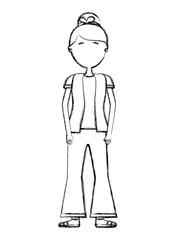 hipster woman character standing in casual clothes