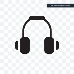 Headphones vector icon isolated on transparent background, Headphones logo design