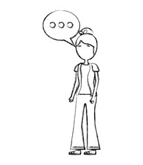woman standing speech bubble communication