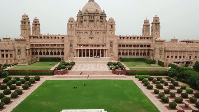 Drone Shot Of Umaid Bhawan Palace, Jodhpur, Rajasthan, India