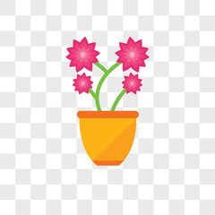 Flower pot vector icon isolated on transparent background, Flower pot logo design
