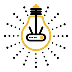 Vector light bulb outline icons with dots around
