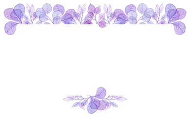Frame with Watercolor Round Violet Leaves