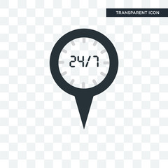 24/7 time vector icon isolated on transparent background, 24/7 time logo design
