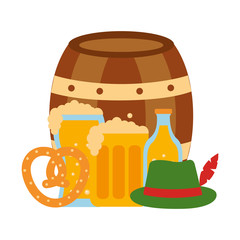 barrel beer with oktoberfest icons
