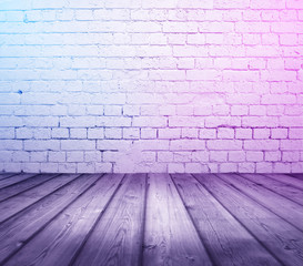 bricks room with neon lights