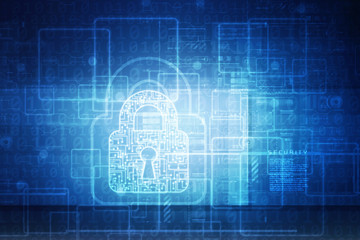 2d illustration Safety concept: Closed Padlock on digital background