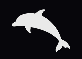 White silhouette of a dolphin on a black background, jump © YuliaRafael Nazaryan