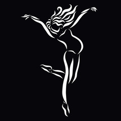 Fototapeta na wymiar Healthy pregnant woman, dance or sport, black background