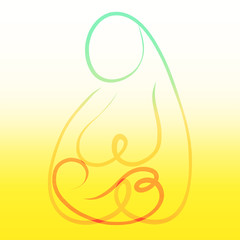 Mom breastfeeding baby, creative image, abstract pattern
