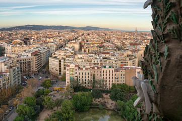 View over Barcelona from one of the windows of Sagrada Familia