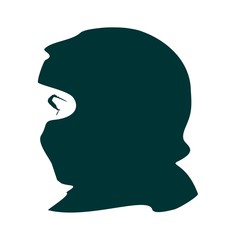 Face profile view. Elegant silhouette of a muslim woman with hijab