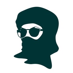 Face profile view. Elegant silhouette of a muslim woman with hijab and wearing sunglasses