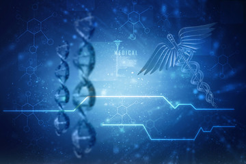 3d render of dna structure, abstract background