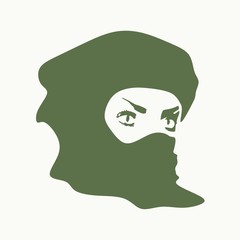 Face profile view. Elegant silhouette of a muslim woman with hijab