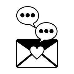 envelope mail with heart and speech bubble