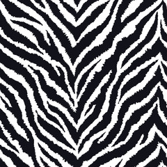 Seamless pattern with zebra fur print. Vector illustration. Exotic wild animalistic texture. 
