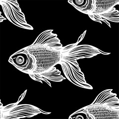 Seamless pattern with goldfish.