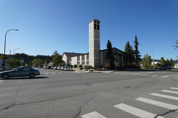 Whitehorse,Canada-September 10, 2018: Sacred Heart Cathedral along 4th avenue in Whitehorse, Canada