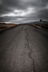 Asphalt road on the beautiful landscape in the east of Iceland.