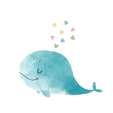 Watercolor whale illustration