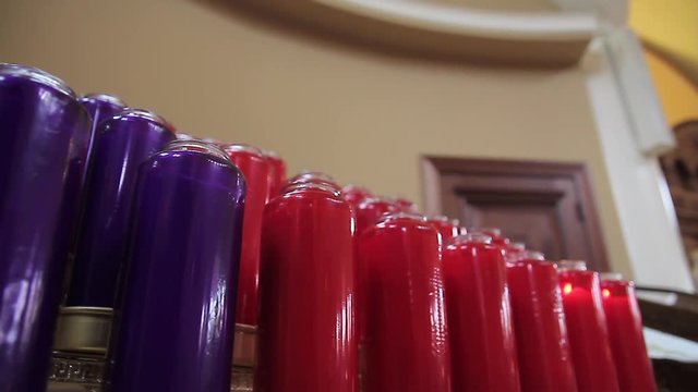Purple and red candles slider close up dynamic