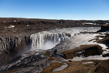 Beautiful view to the Dettifoss waterfall in Iceland
