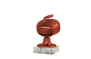 Curling Stone Bronze Trophy with Marble Base