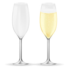 Glass of champagne. Sparkling wine with bubbles