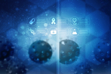 3d rendering Virus bacteria cells background