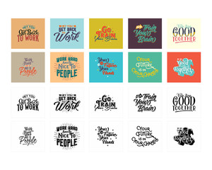 mixed various text words sentence typography typographic writing script font image vector icon symbol set