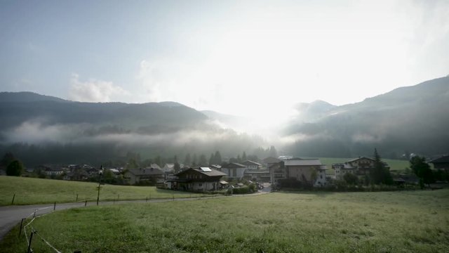 austria village of kleinarl overview sunrise