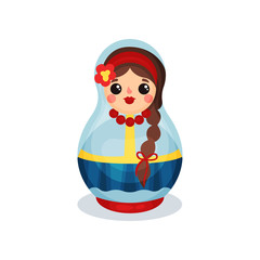 Nesting doll, traditional Russian wooden matryoshka vector Illustration on a white background