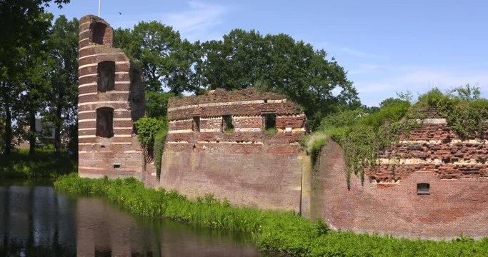 Ruins of Batenburg Castle, locally known as Kasteel Batenburg, a medieval castle strategically built alongside the river Meuse in The Netherlands