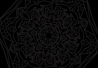 Abstract mandala graphic design and watercolor digital art painting for ancient  geometric concept background