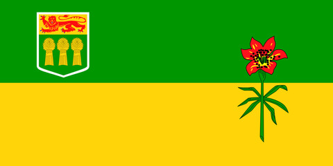 Vector flag of Saskatchewan province Canada. Saskatoon, Regina