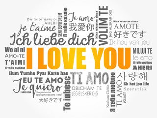 love words "I love you" in all languages of the world, word cloud background © dizain