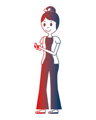 young woman with smartphone avatar character