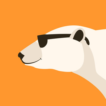 polar bear head    vector illustration flat style  profile 