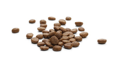Dry dog food, isolated on white background